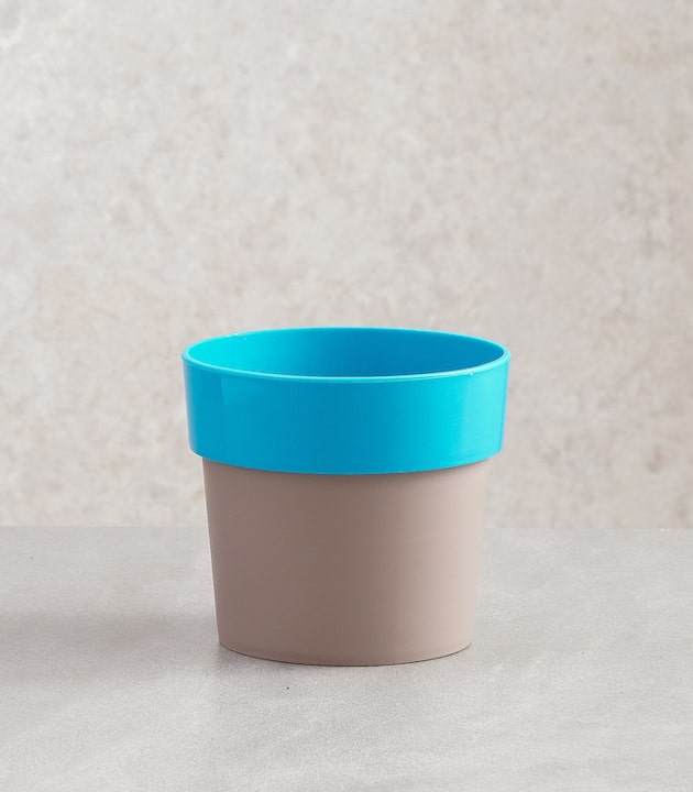 Arty round plastic planters blue gray buy colourful pots online best pots for garden plants flowers horticult