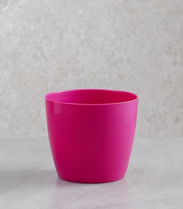 Pink valencia round plastic planters black best pots online colourful decorative pots online horticult